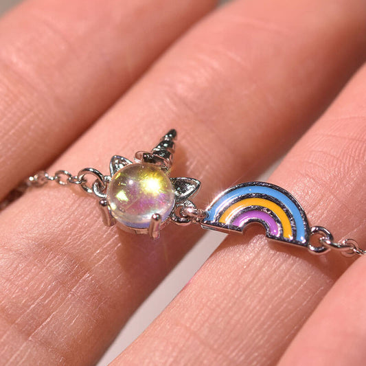 Colorful Unicorn Rainbow Multicolored Moonstone Bracelet