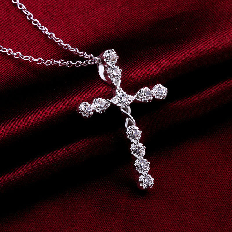 Zircon Cross Shiny Necklace