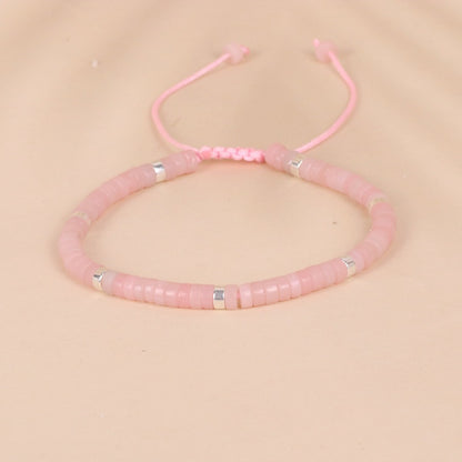 Powder Crystal Bead Woven Bracelet