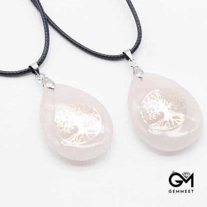 Crystal Tree of Life Water Drop Pendant