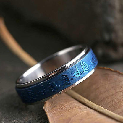 Release Stress Mantra Totem Rotatable Blue Ring