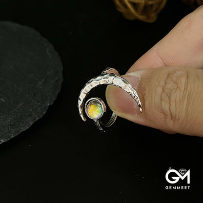 Pound The Sun Moon Moonstone Opening Ring