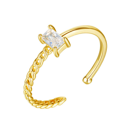 Cube Zircon Open Fashion Versatile Ring