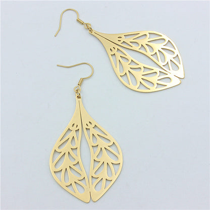 Stainless Steel Double Leaf Pendant with Symmetrical Leaves