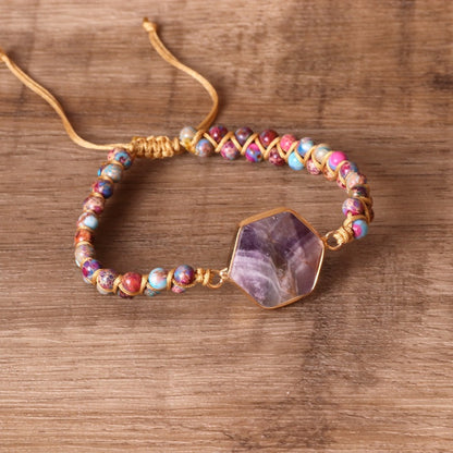 Hexagon Woven Color Crystal Bracelet