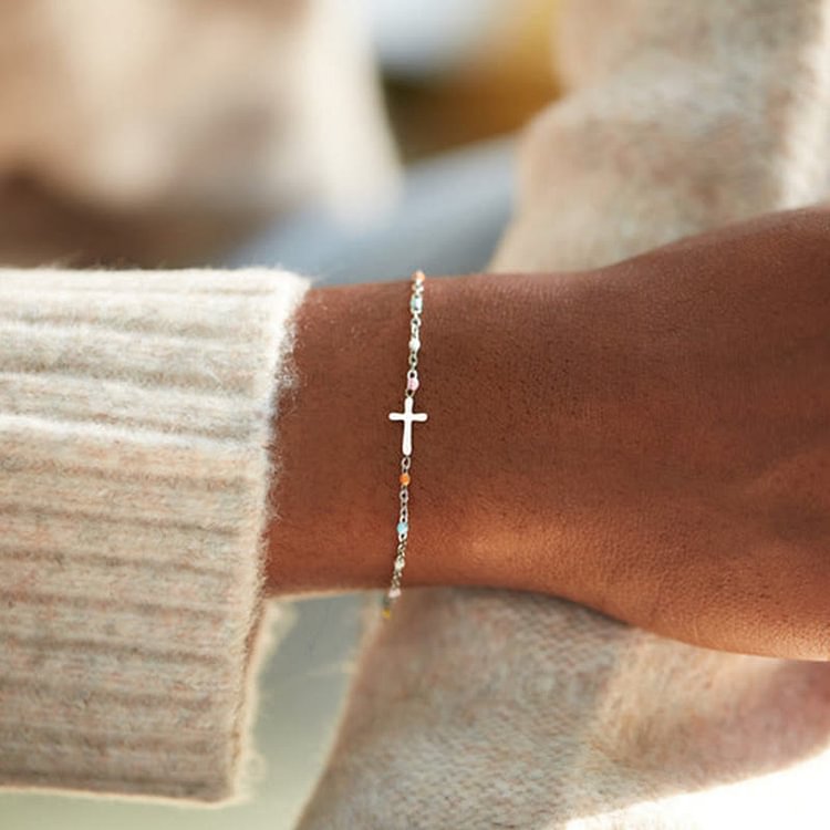 Christ Cross Colored Enamel Bracelet