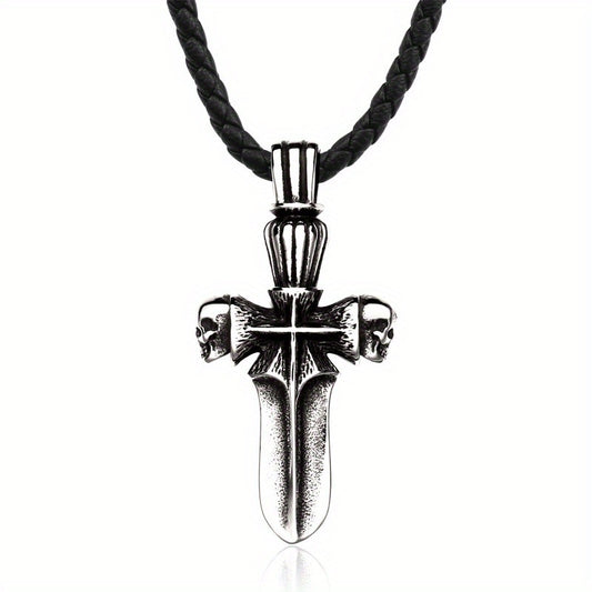 Retro personality men's skull cross pendant necklace