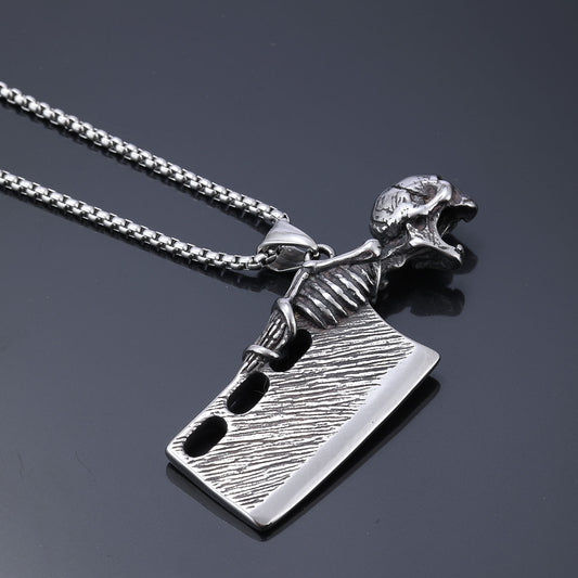 Fashionable Skull Head Big Knife Design Pendant Chain Necklace For Men