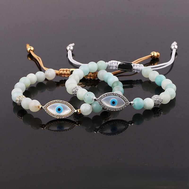 Full Stones Evil Eye Amazonite Bead Bracelet