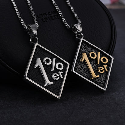 Letter Symbol 1%Er Stainless Steel Pendant Necklace