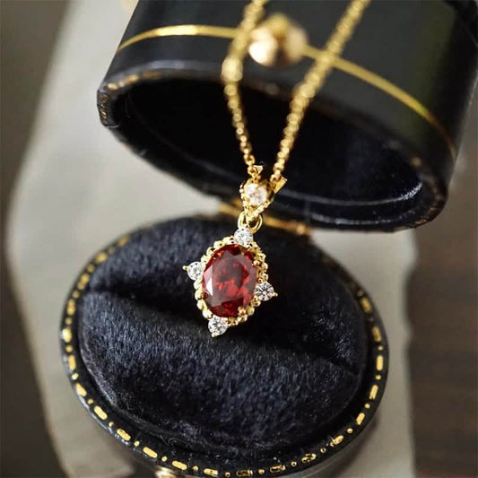 Women's Red Ruby Sparkling Necklace