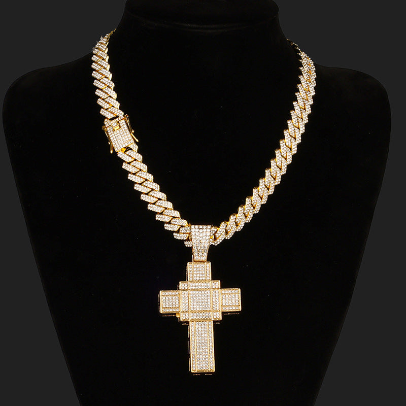 Iced-Out Zirconia Cross Pendant Necklace