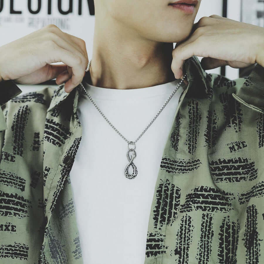 "Infinite Power" Men's Infinity Snake Necklace