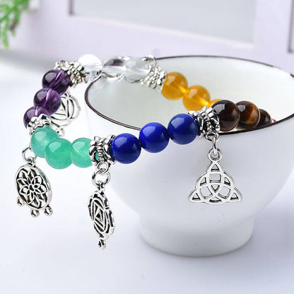 Colorful Bracelet with Colorful Crystal Rough Stone