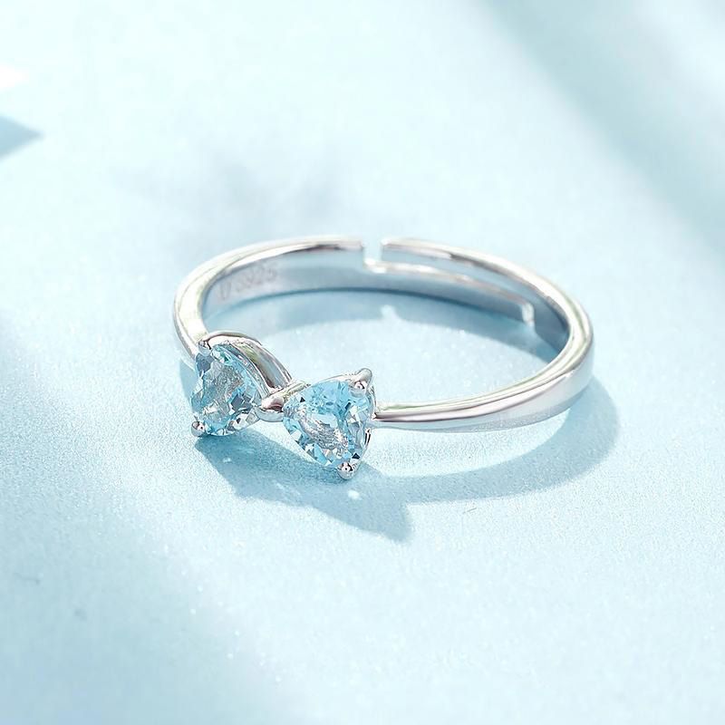 Aquamarine Heart-Shaped Zircon Ring