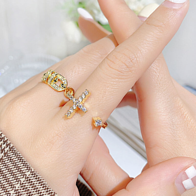 Fashion Creative Personality Design Double D All-match Hollow Open Ring