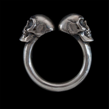 Vintage Men's Motorcycle Double Skull Ring