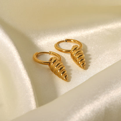 Gold Stainless Steel Screw Pendant Earrings