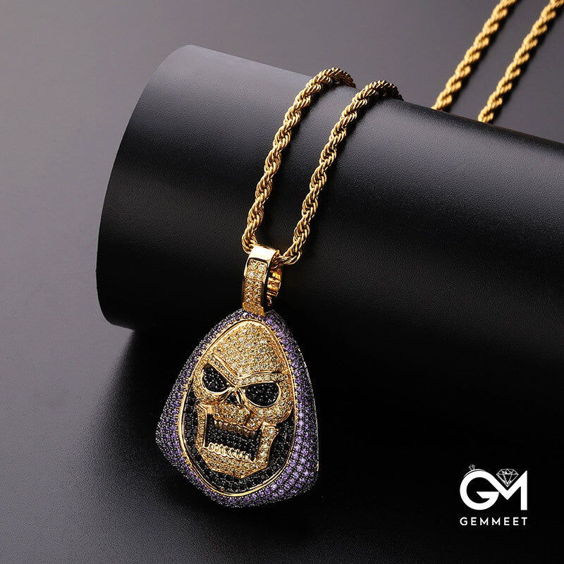 Full of Zircon Skull Pendant Necklace