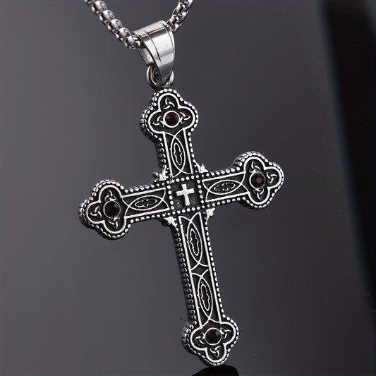 Fashionable Cross Design Pendant Chain Necklace For Men, Versatile And Stylish Gift