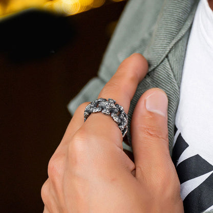 Retro Men's Hollow Cross Ring