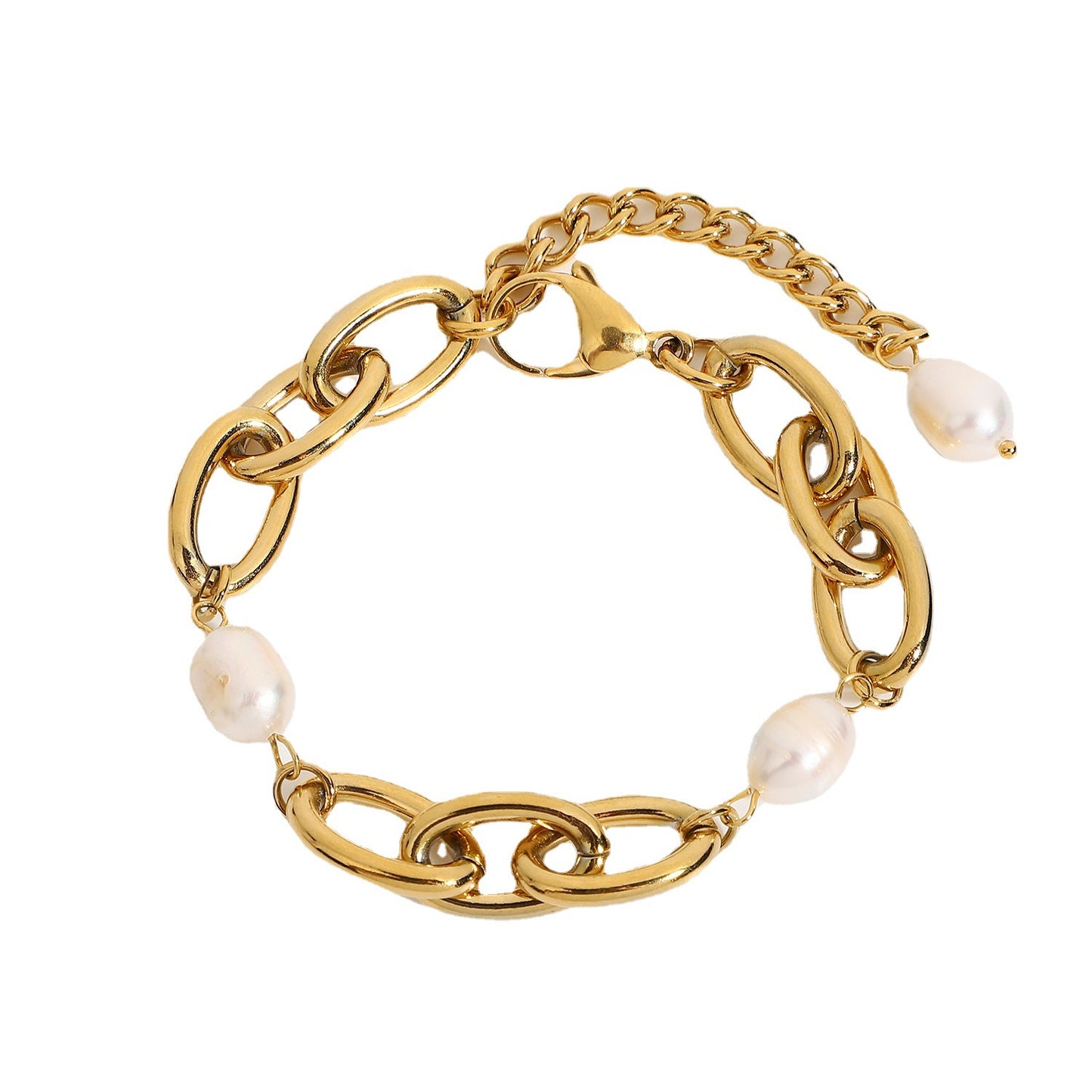 Gold-plated Stainless Steel Pearl Bracelet