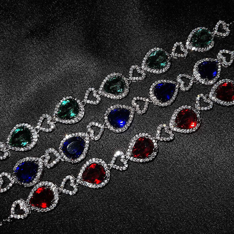 Micropaved Heart of the Ocean Necklace Emerald Emerald Tanzanite Ruby Bracelet