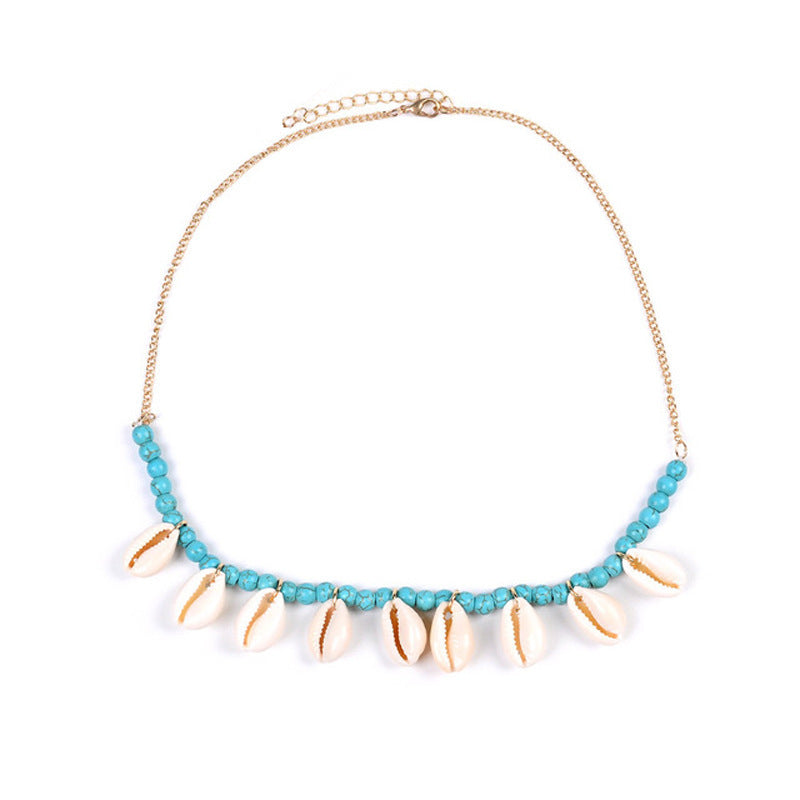 Bohemia Turquoise Crystal Shell Necklace