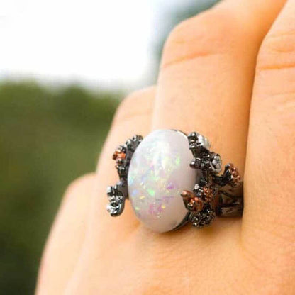 "Midnight Blossom: -Magic Tree Opal Ring