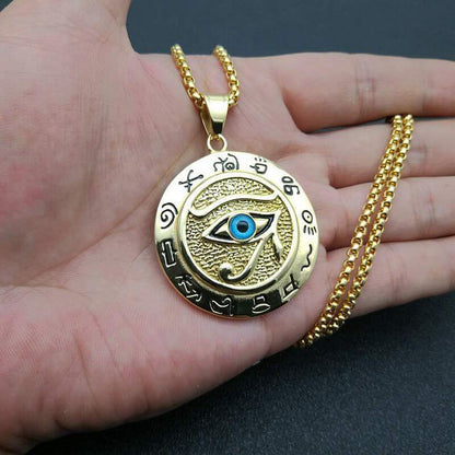 Ancient Egyptian Eye of Horus Titanium Steel Stainless Steel Pendant Eagle Head God Eye Necklace