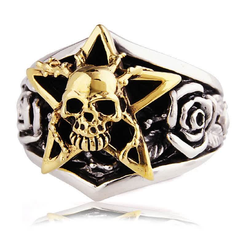 Men's Gothic Pentagram Skull Ring