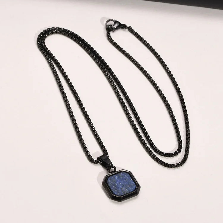 Square Pendant Men Long Sweater Chain Necklace