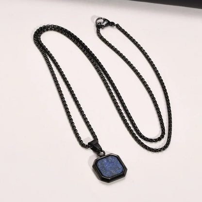 Square Pendant Men Long Sweater Chain Necklace