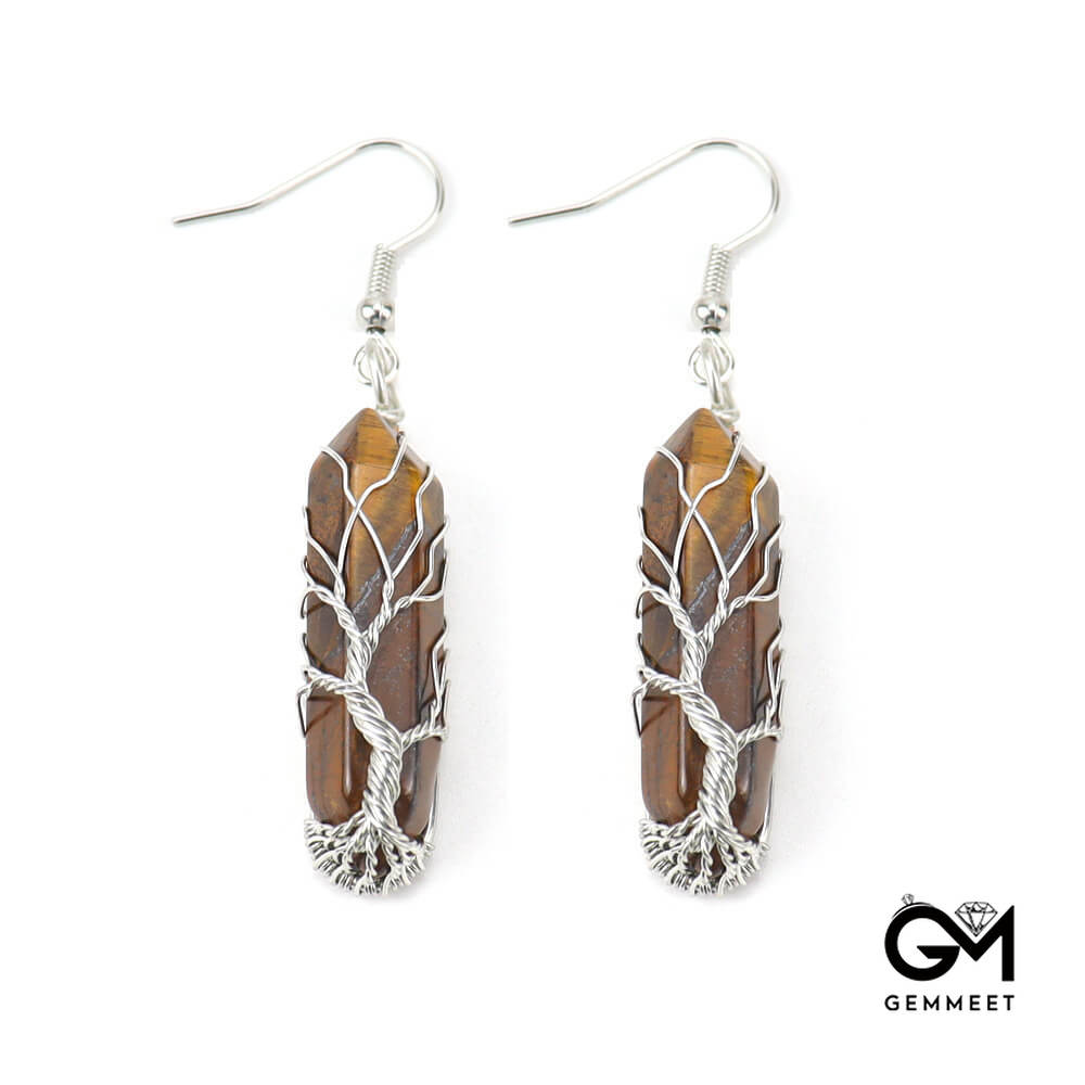 Crystal Hexagonal Tree of Life Earrings