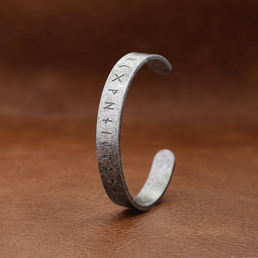 Rustic Stainless Steel Viking Rune Bracelet