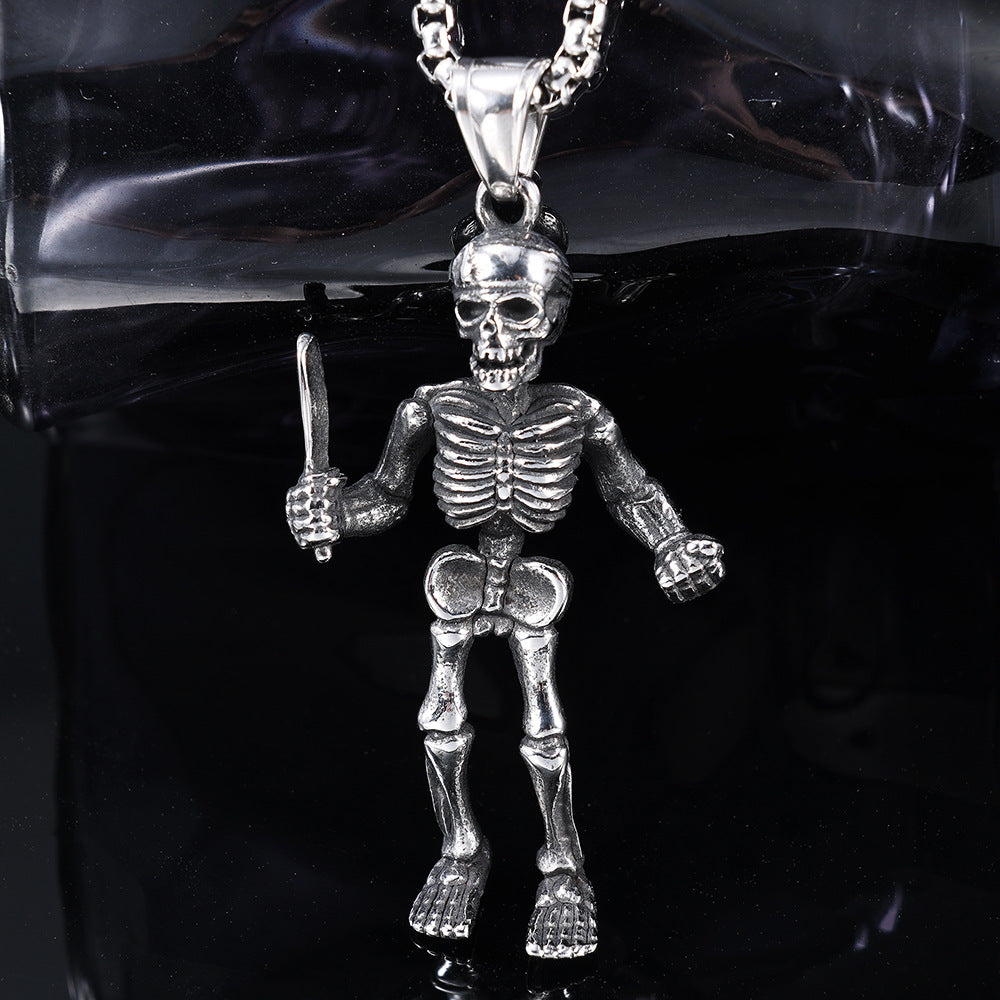 Sterling Silver Skeleton Pendant Necklace