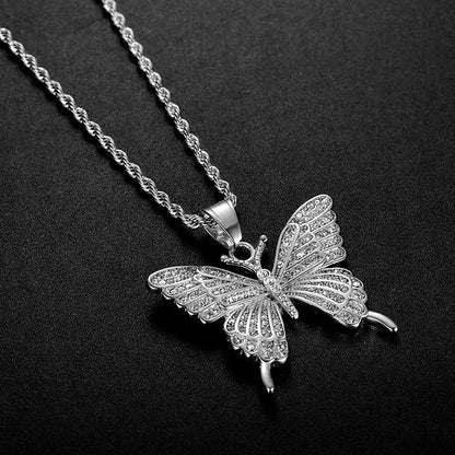 Hip Hop Full Zirconia Butterfly Pendant