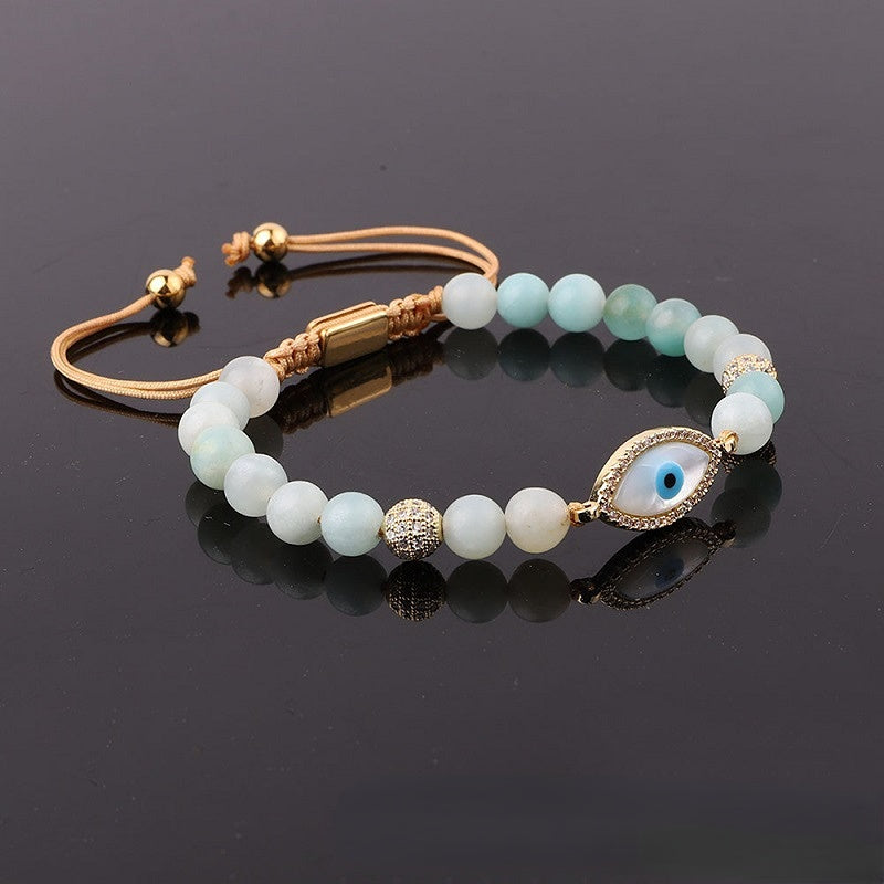 Full Stones Evil Eye Amazonite Bead Bracelet