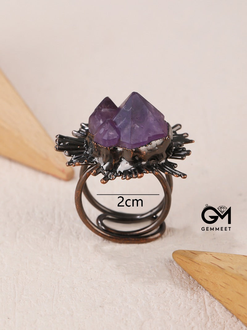 Amethyst Flower Cooper Plated Ring