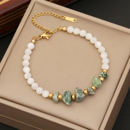 Natural Irregular Stone & Shell Jewelry Bracelet