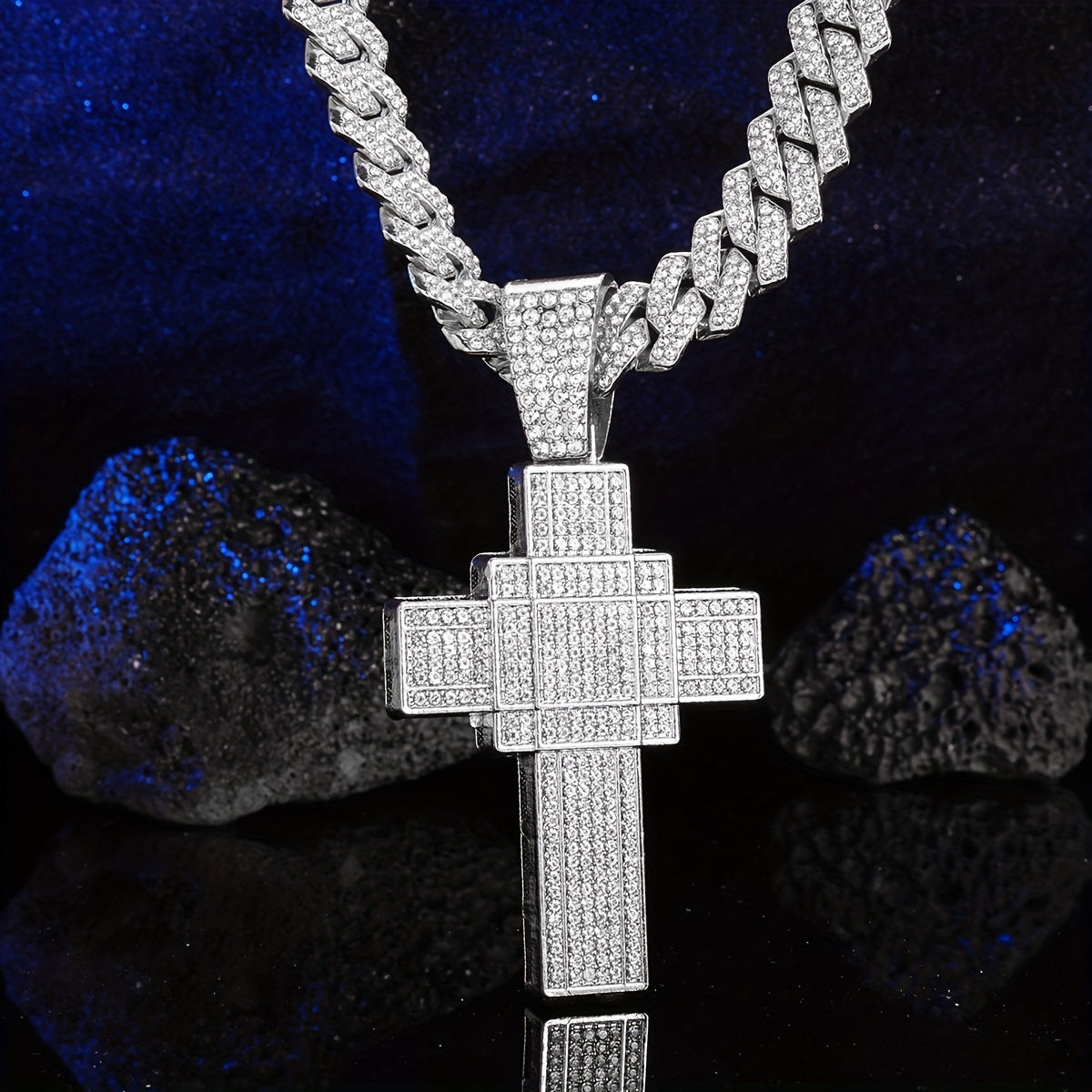 Iced-Out Zirconia Cross Pendant Necklace