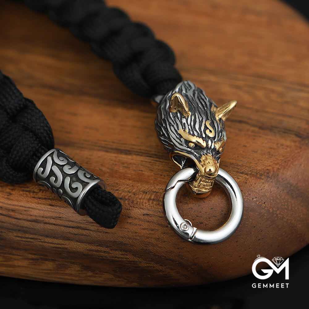 Viking Myth Stainless Steel Odin Wolf Bracelet