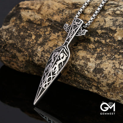 Viking Sword Spear Stainless Steel Necklace