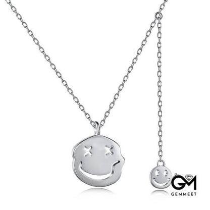 S925 Sterling Silver Smiley Face Emoji Necklace