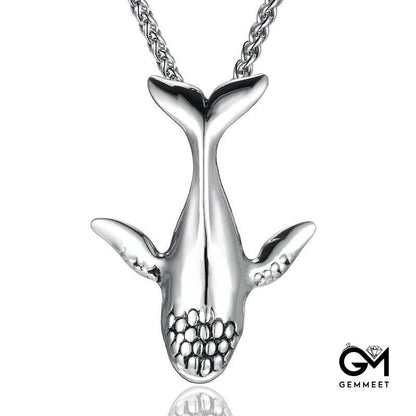 Stainless Steel Simple Blue Whale Pendant Necklace