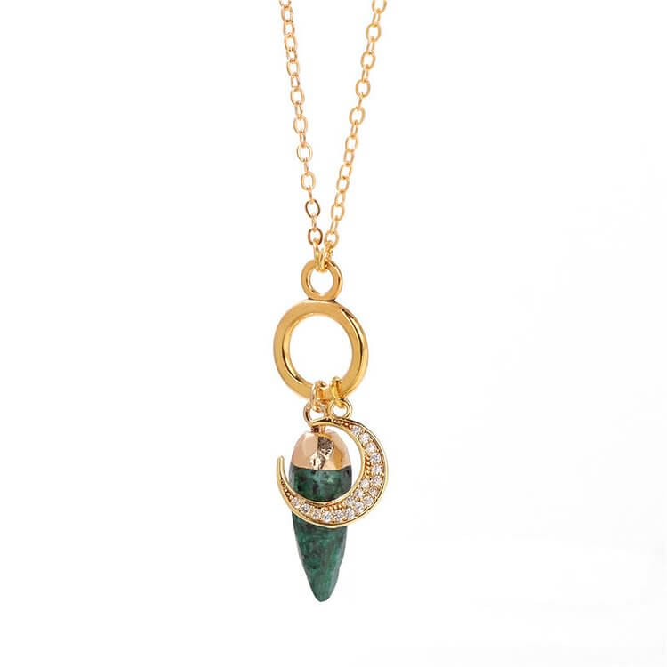 Bullet Crystal Zircon Moon Pendant Necklace