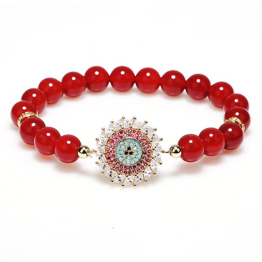 Red Agate Hand Beaded Bracelet