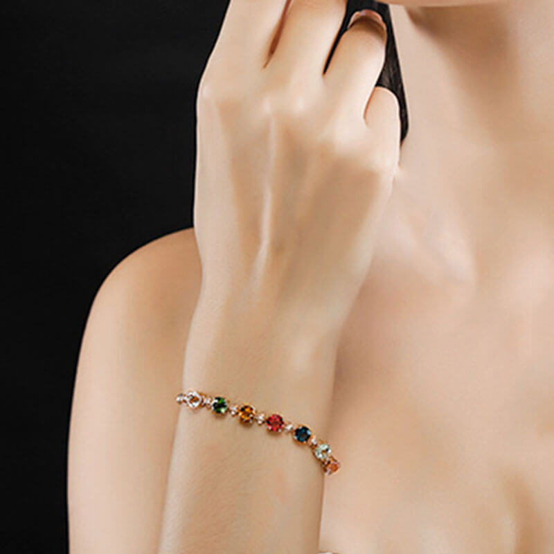 Inlaid Tourmaline Bracelet Candy Tourmaline Bracelet Colorful Gemstone Color Treasure Bracelet