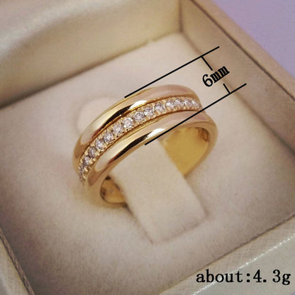 Simple Gold Set With Zircon Ring