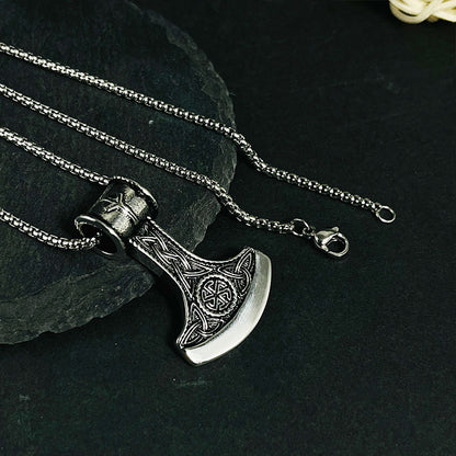 Vintage Viking Mythology Axe Pendant Necklace